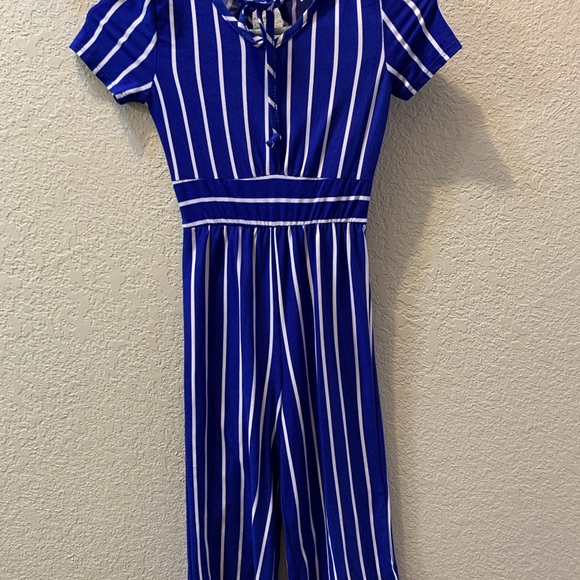 Royal blue and white striped jumpsuit - Picture 2 of 5